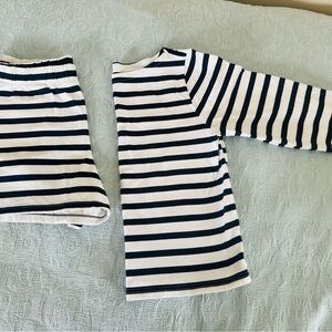 J. Crew Classic navy and white striped top and matching bottoms.